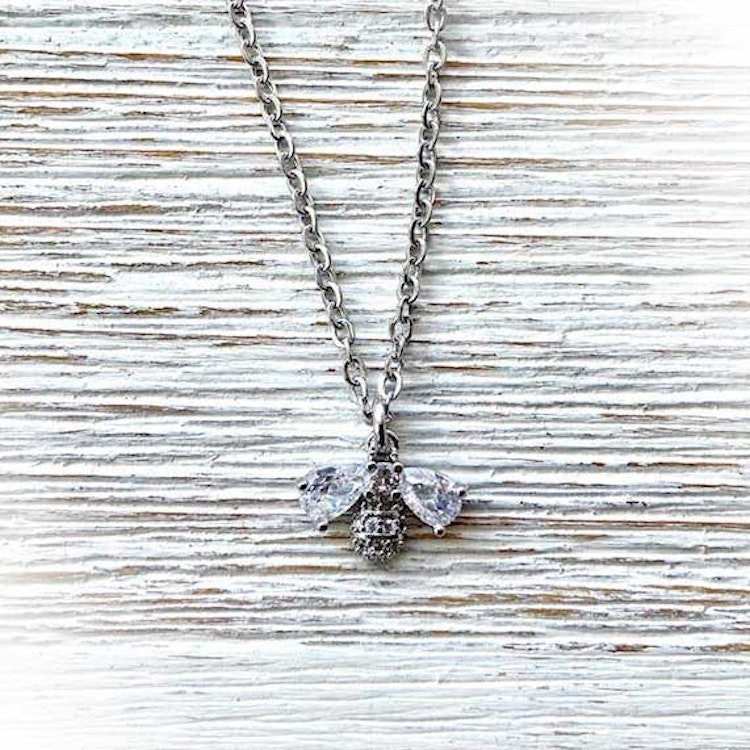 Halsband – Kristallbi, silver