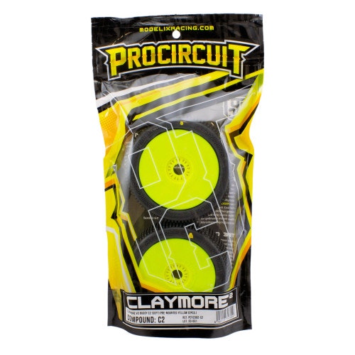 PROCIRCUIT CLAYMORE V2 BUGGY C2 (SOFT) PRE-GLUED YELLOW (2PCS.)