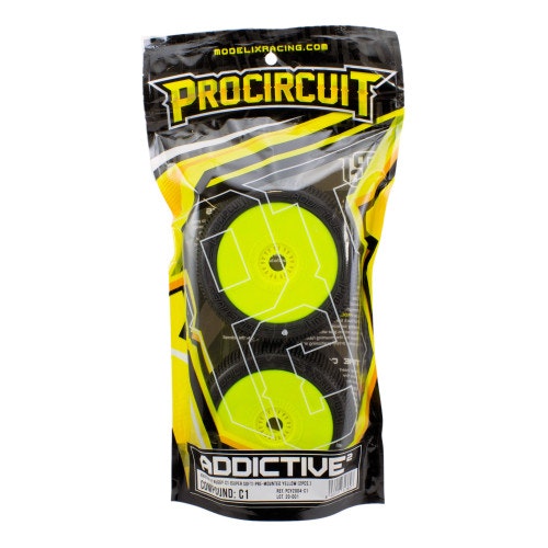 PROCIRCUIT ADDICTIVE V2 BUGGY C1 (SUPER SOFT) PRE-GLUED YELLOW (2PCS.)