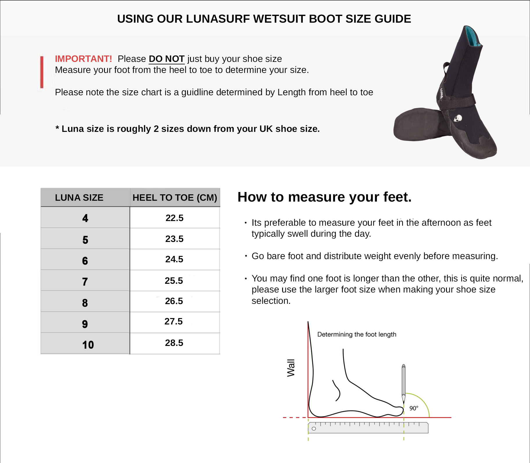 Lunasurf 4mm Yamamoto Cold Water Wetsuit Boot