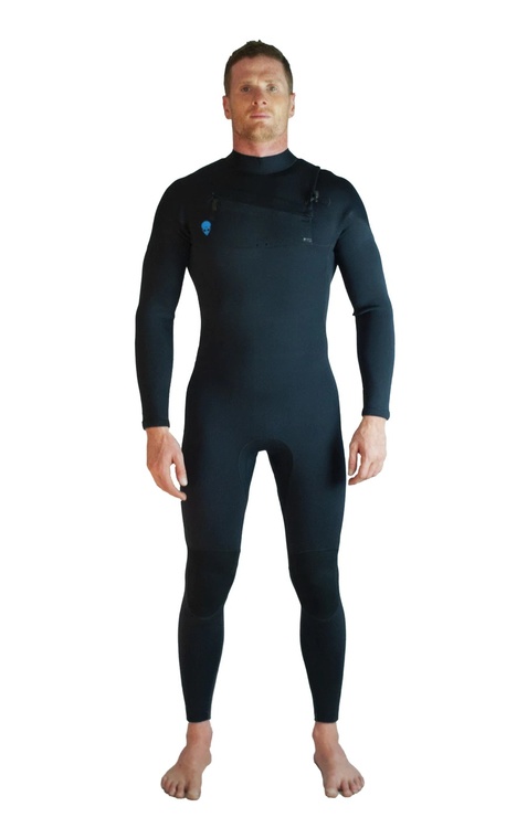Lunasurf Mens 4.3mm Slant Zip Black Wetsuit