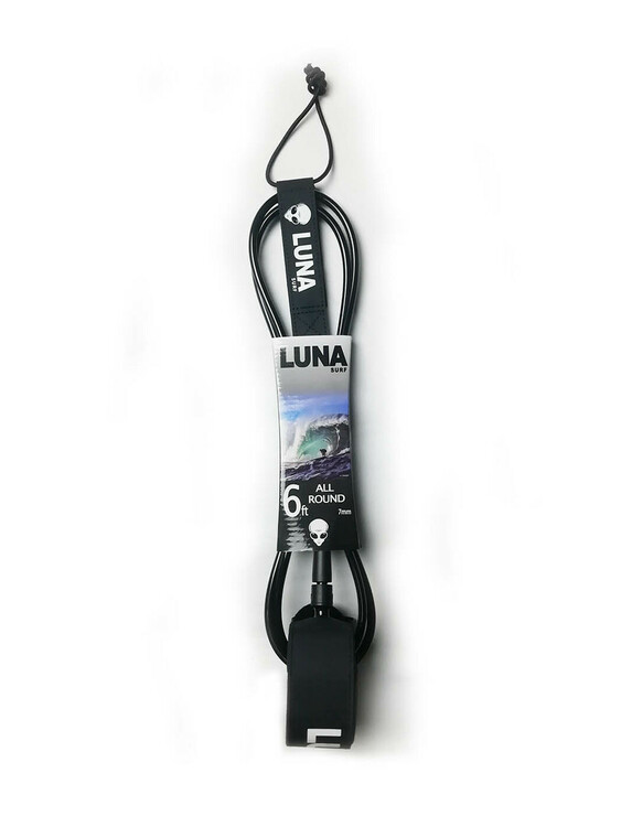 LUNASURF Alien 6ft 7mm Travel Surfboard Leash Black