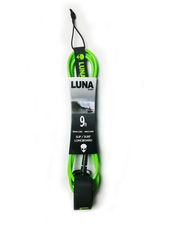 Luna 9ft 8mm Longboard Leash Green