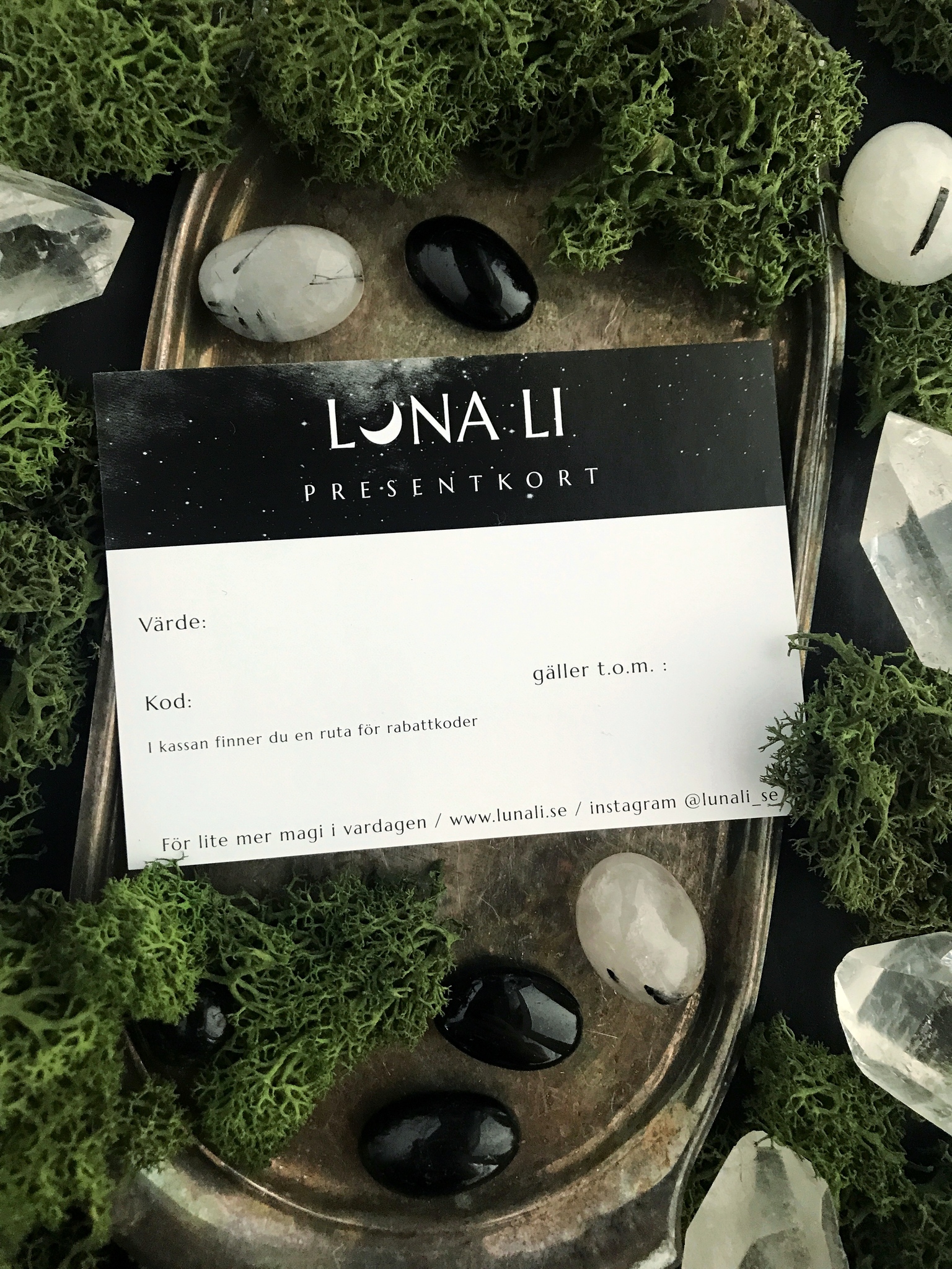 Luna Li:s presentkort, välj värde i menyn