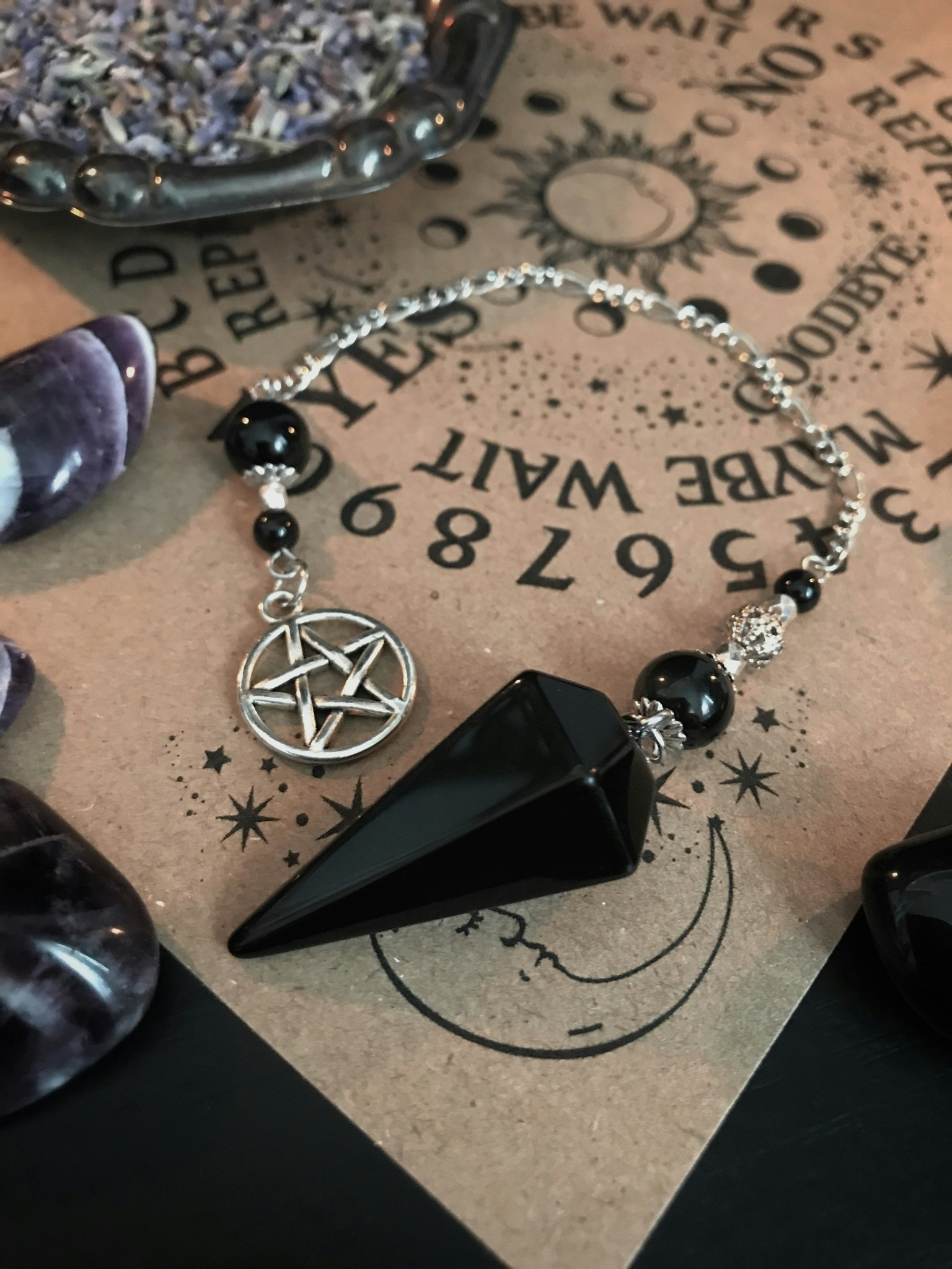 NYHET! Wicca obsidian pendel