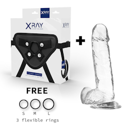 X RAY XRAY HARNESS + CLEAR COCK WITH BALLS 20CM X 4.5CM