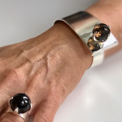 Cuff Bangle Bracelet TUX with Smoky quartz