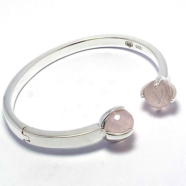 Bangle bracelet CLAW with Rose quartz