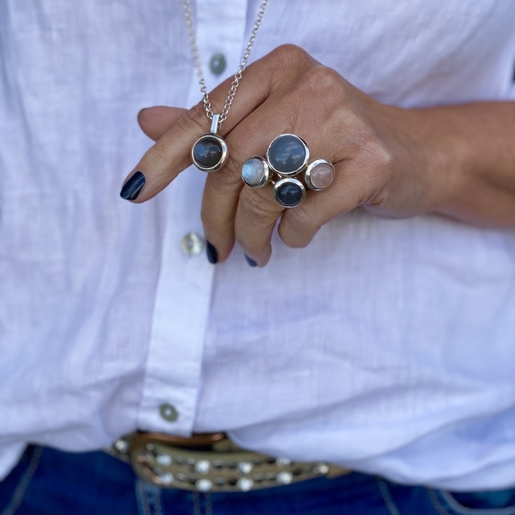 Earrings/ Studs HOLI Grey moonstone