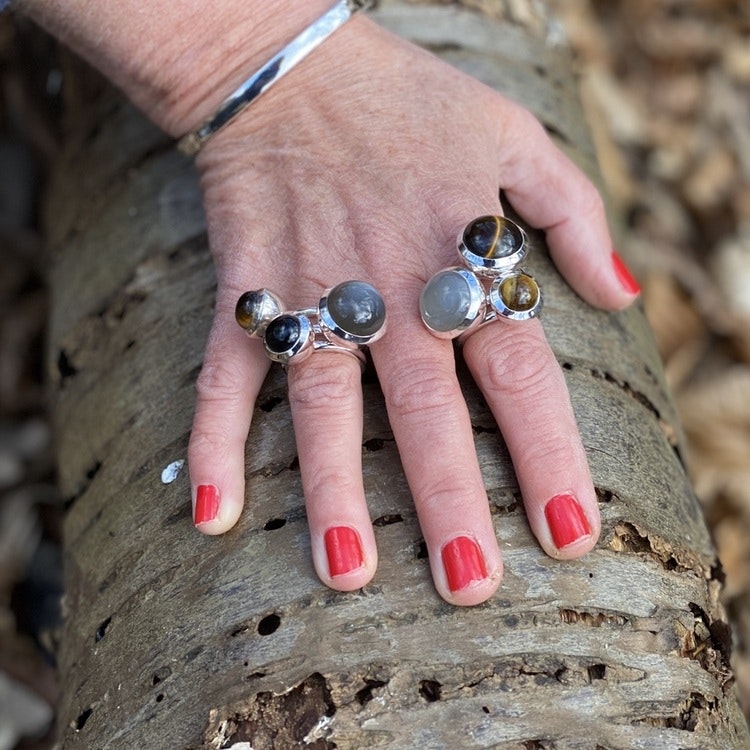 Silverringar med naturliga stenar, mixa och matcha. Silver rings with natural stones, mix and match.