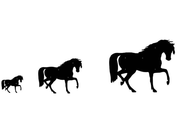 Figurskuren fasaddekoration av Häst i storlekarna liten, mellan, stor.