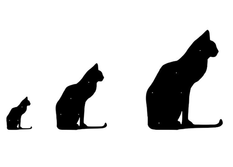 Figurskuren fasaddekoration av sittande Katt, i storlekarna liten, mellan, stor.