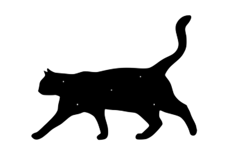 Fasaddekoration i form av siluetten av en stående katt.