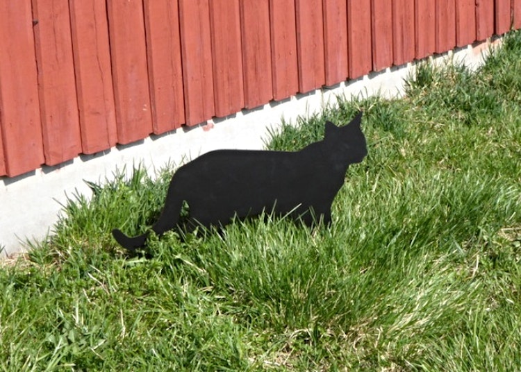 Trädgårdsdekoration i form av en katt.
