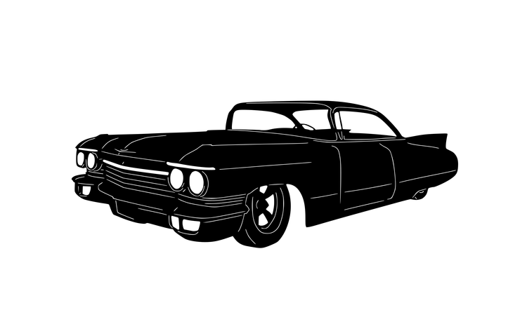 Figurskuren plåt i form av en Cadillac 1960