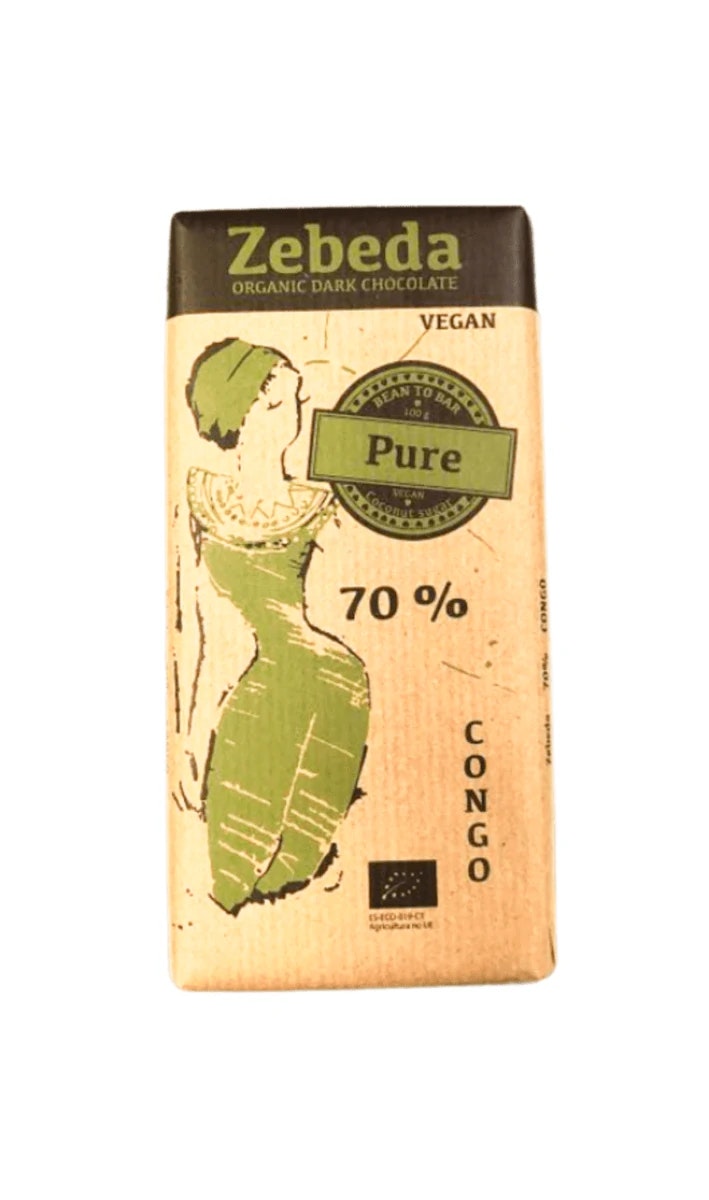 Mörk chokladkaka Congo Pure 70%, Zebeda, 1st 100g