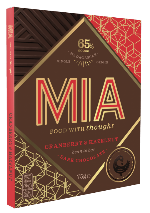 MIA mörk choklad Madagaskar 65%, tranbär och hasselnöt, 1st 75g