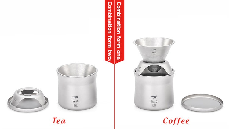 Mini coffee and tea maker in titanium 220ml