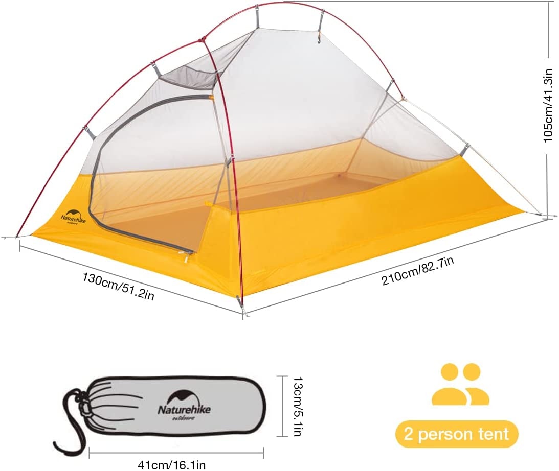 Cloud Up 2 10D Ultralätt tvåmanna tält (930 gram), Naturehike tält -  Nomali, tar dig närmare till naturen. Camping utrustning för din nästa