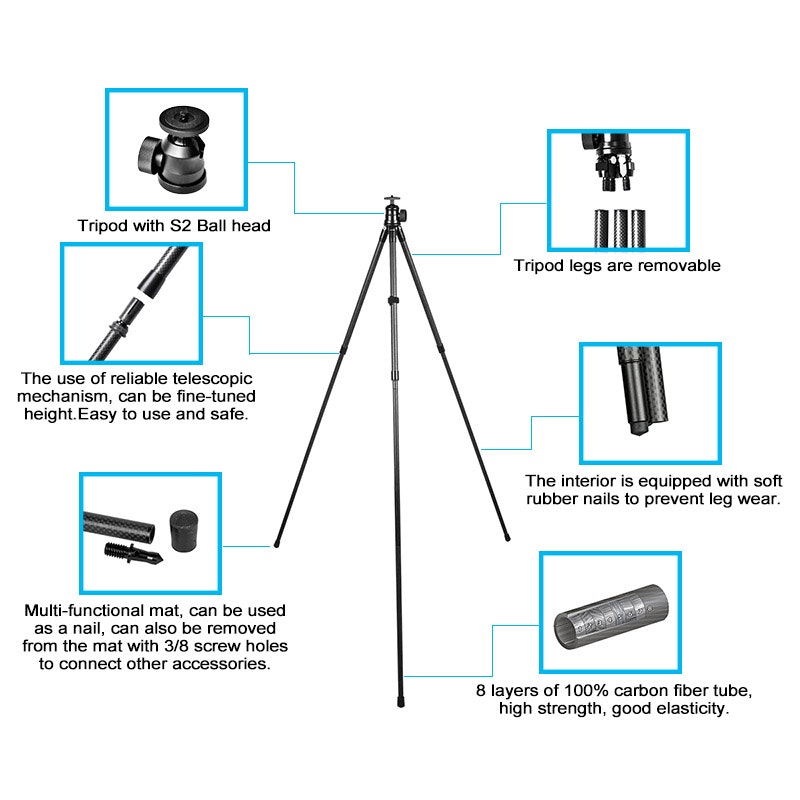 Ultralight Carbon Fiber Camera Stand at 595 grams