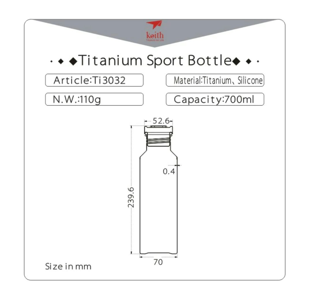 Keith Titanium Sportflaska/Vattenflaska, 3 storlekar