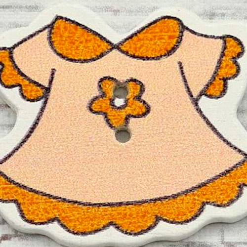 Träknapp, orange klänning, 3,6 cm.*