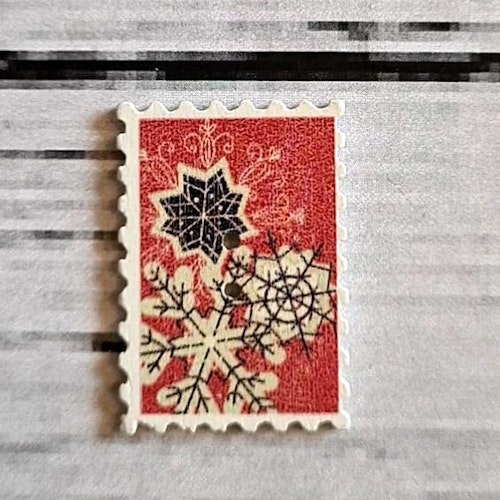 Stjärnor, Träknapp, "Jul frimärke", 3,4 cm.*