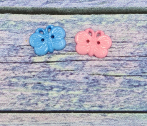 Fjäril, Rosa eller Blå, 1,9 cm.