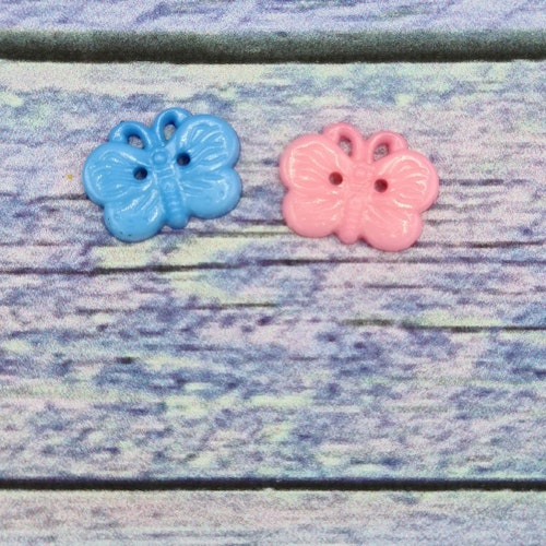 Fjäril, Rosa eller Blå, 1,9 cm. Säljs styckesvis