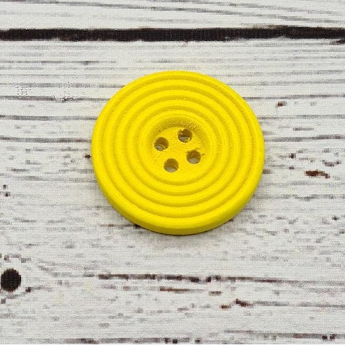Träknapp "räfflad" Canary Yellow, 2,5 cm.