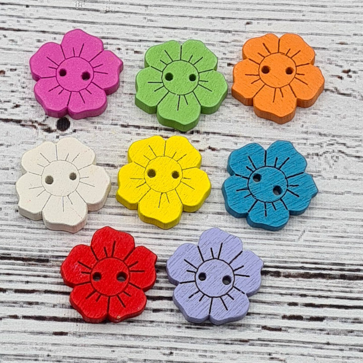 Blomma, rar, 2 cm. 8 olika färger