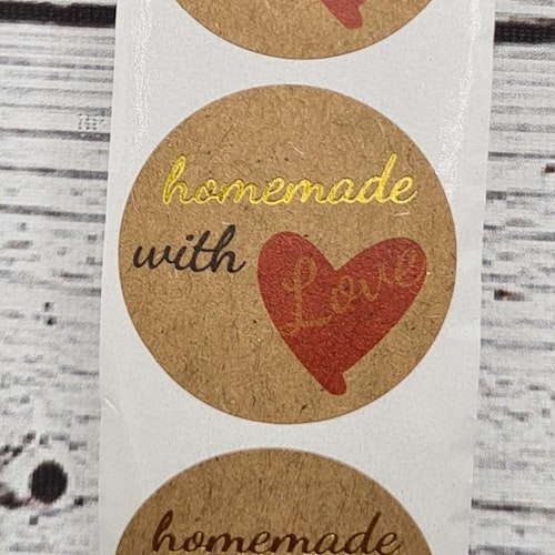 "Homemade with *Love*". 25 st, 50 st, 100 st