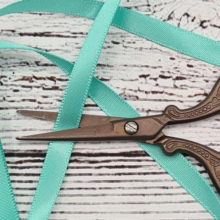 "Melina" sidenband, Mint Teal Green, 0,6 cm bred