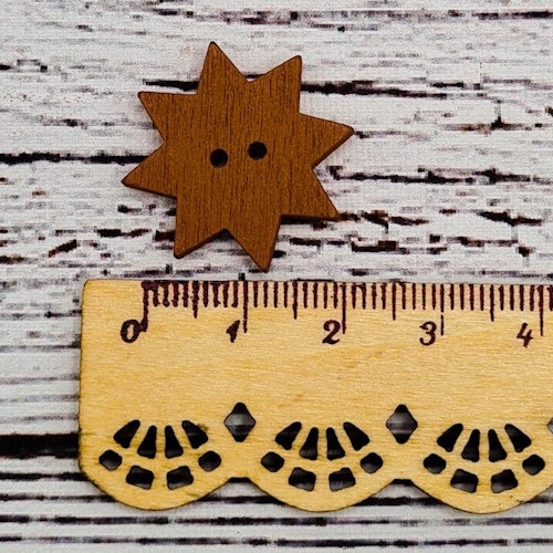Träknapp Stjärna Choklad, 2,4 cm. 1st, 5st, 10st.