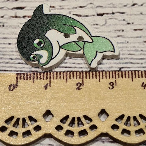 Delfin, Grön, 3,5 cm.