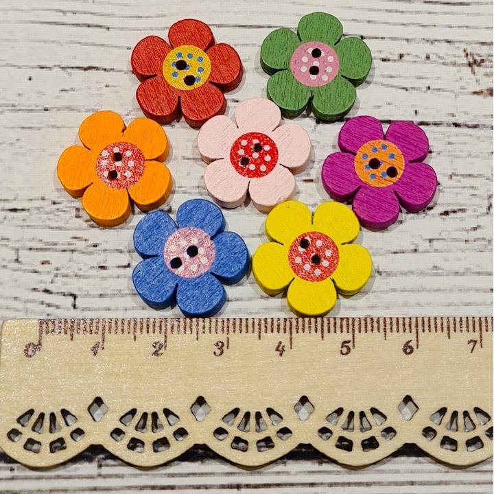 Träknappar med blomma mönster, 2cm, lillalavendel, lavendel, knapp, knappar