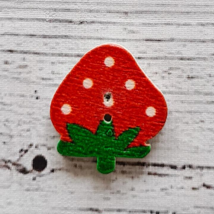 Jordgubbe, Röd/grön, 2,5 cm.