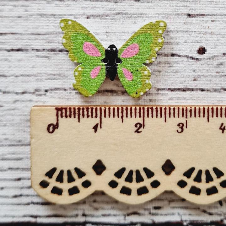 Fjäril, Grön/Prick, 2,5 cm