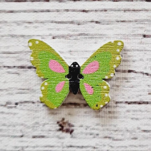 Fjäril, Grön/Prick, 2,5 cm.