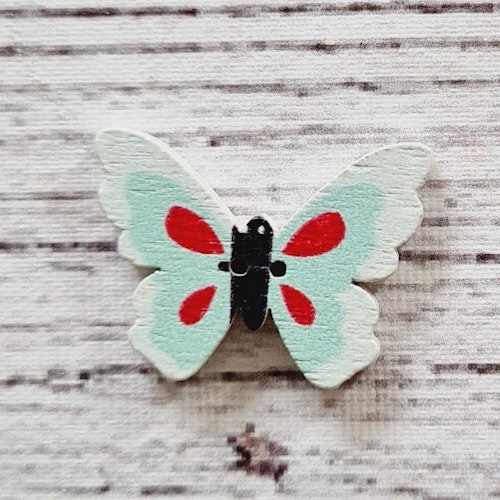 Fjäril, Vit kant, 2,5 cm.