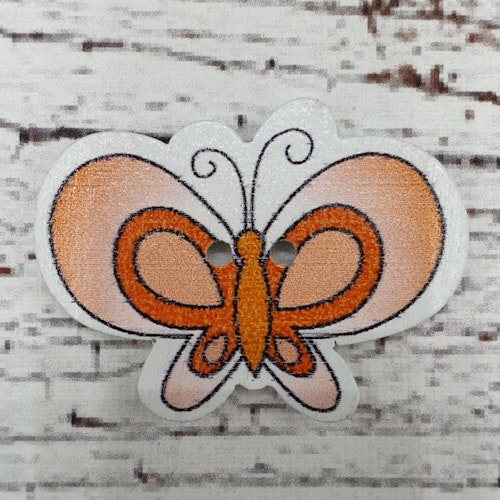 Träknapp Fjäril "Orange Saga". 3,3 cm