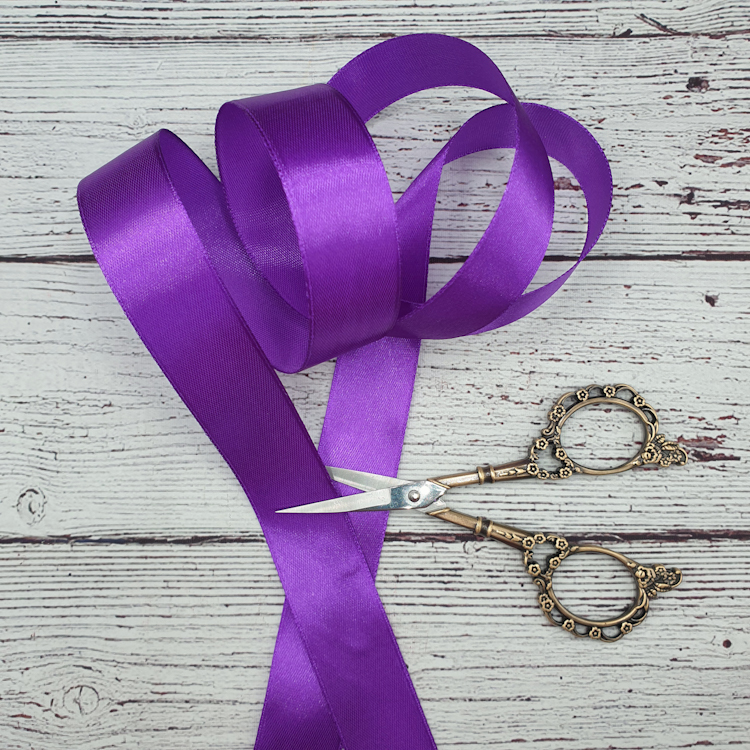 "Asta" sidenband, Purple, 2,5 cm bred.