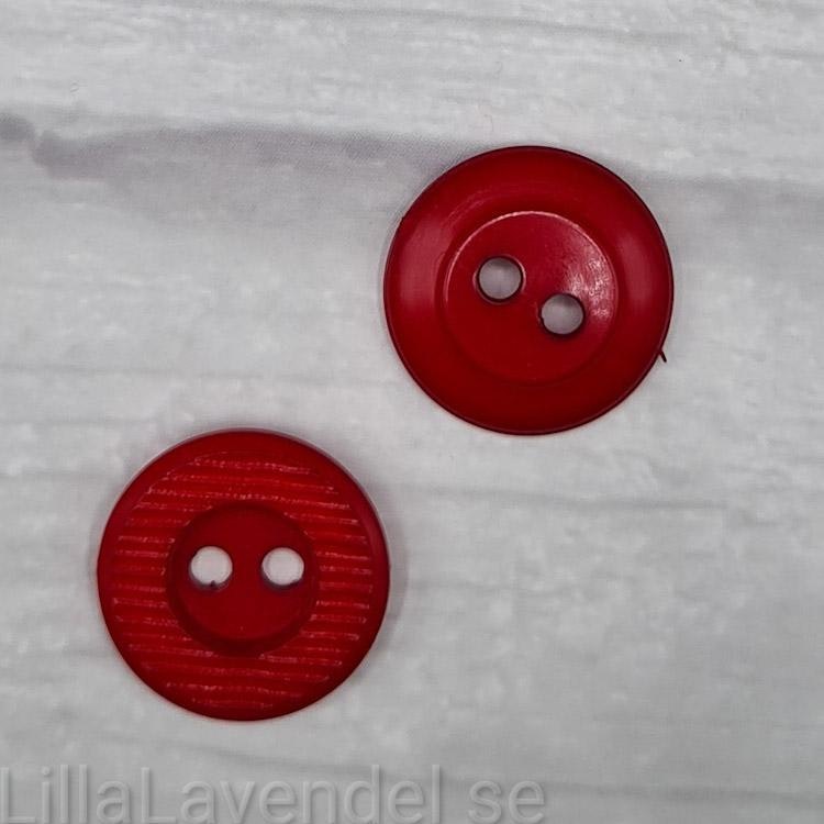 Röd, kupig knapp, 2,2 cm*
