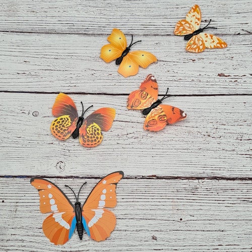 Fjärilar, Gula, Små, 3D