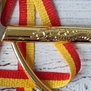 Bomullsband, Rött/Gult, 0,8 cm. 2 m