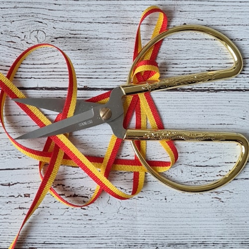 Bomullsband, Rött/Gult, 0,8 cm. 2 m.*
