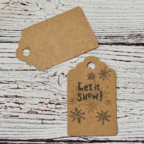 Present Etikett, "Let it Snow", 5x3 cm. 10-pack