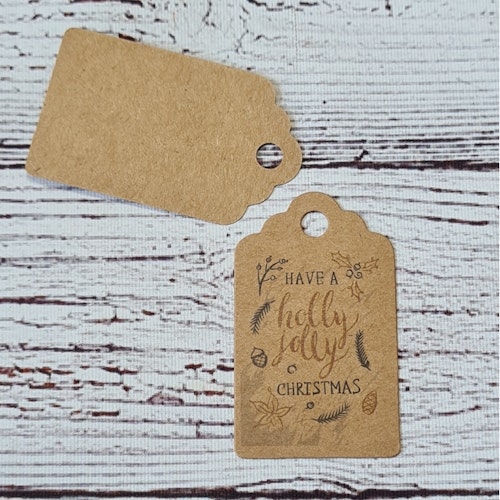 Jul Etikett, "Holly Jolly", 5x3 cm. 10-pack