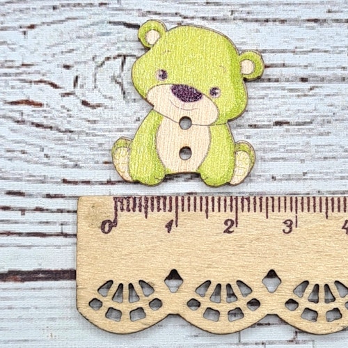 Träknapp Grön "Nalle", 2,8 cm.*