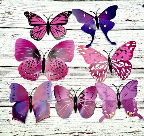Fjärilar, Lila, Stora, 3D, 7 sorter